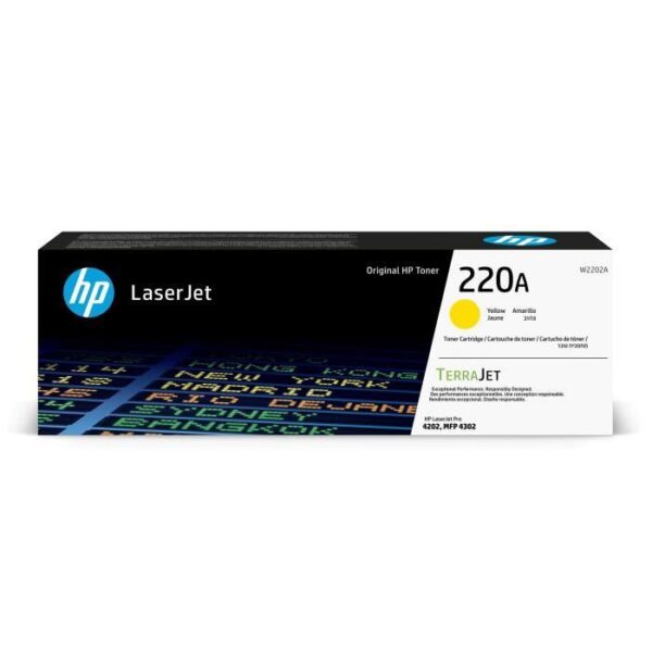 Cartouche de Toner HP 220A Jaune Authentique (W2202A) pour HP LaserJet Pro 4202 / 4302