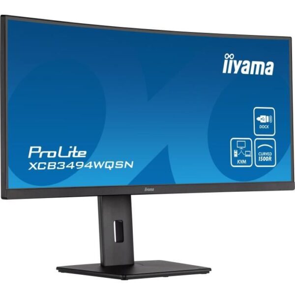 Ecran PC Incurvé - IIYAMA XCB3494WQSN-B5 - 34 UWQHD - Dalle VA - 0.4 ms - 120Hz - HDMI  / DisplayPort / USB / KVM / Docking USB-C