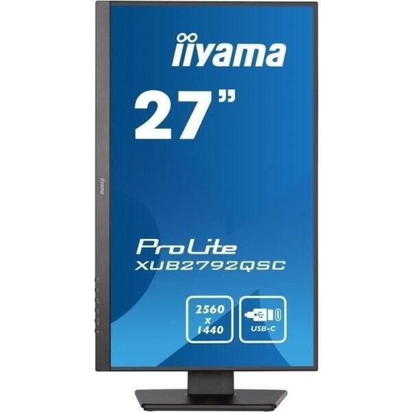 Ecran PC - IIYAMA Prolite XUB2792QSC-B5 - 27 WQHD - Dalle IPS - 4 ms - 75Hz - HDMI  / DisplayPort / USB-C / HUB USB - Pied