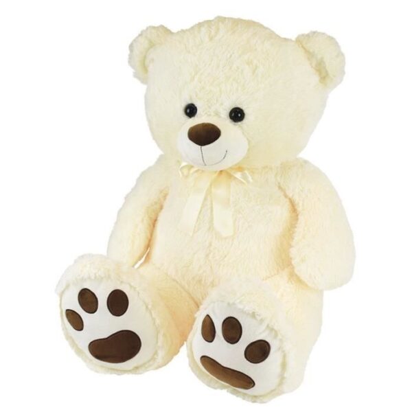 Ours Creme en Peluche avec Noeud +/- 100 cm - PLANET PLUCH - Grand ours creme de 1 metre