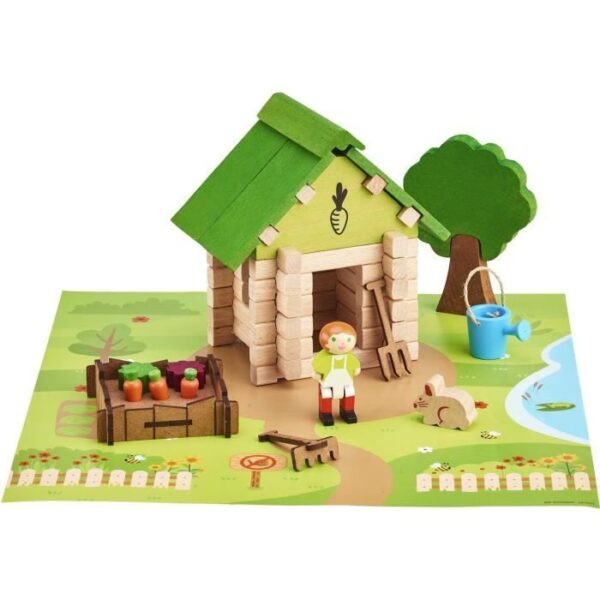 La Cabane du Jardinier 60 Pieces - JEUJURA - Jeu de Construction en Bois Naturel