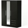 Armoire 3 portes battantes avec miroir + 3 tiroirs - Bois aggloméré - Noir - L 144,6 x P 60 x H 200 cm - JUPITER – Image 5