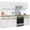 JUNONA Cuisine complete 240cm - 7 élements - Plan de travail inclus - Blanc brillant – Image 3