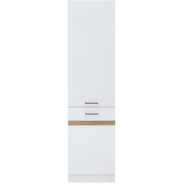 JUNONA Colonne de cuisine 2 Portes ouverture gauche - L 50 x H 196 x P 46 cm - Blanc brillant