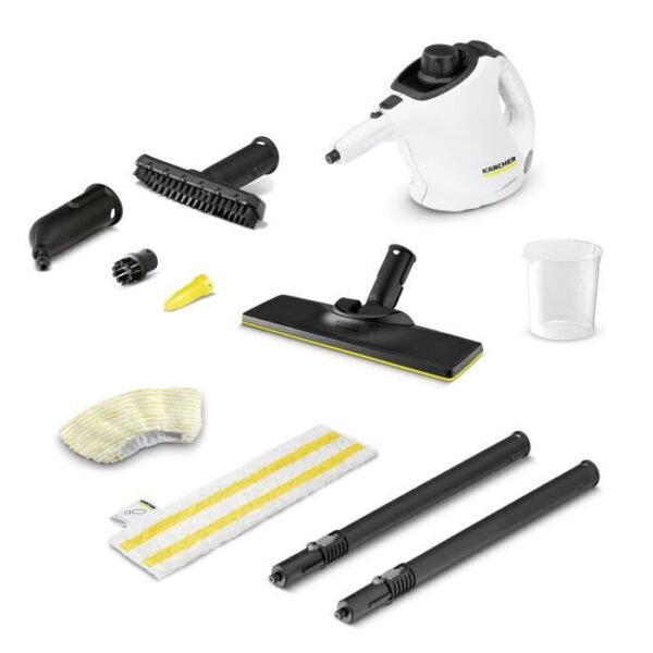 Nettoyeur vapeur Karcher SC 1 Easy Fix + kit sol - Balai vapeur 2 en 1 - 1200 W - 3 bars - Elimine jusqu`a 99.99 % des