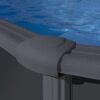 GRE - Kit Piscine hors sol acier ronde grise anthracite - Ø370 x H132 (Livrée avec filtre a sable + échelle) – Image 2