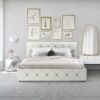 Lit adulte DAVID 160 x 200 cm - 4 tiroirs - Sommier inclus - Simili blanc – Image 2