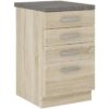 Meuble bas 4 tiroirs avec plan de travail - Décor chene sonoma - L 40 x P 51