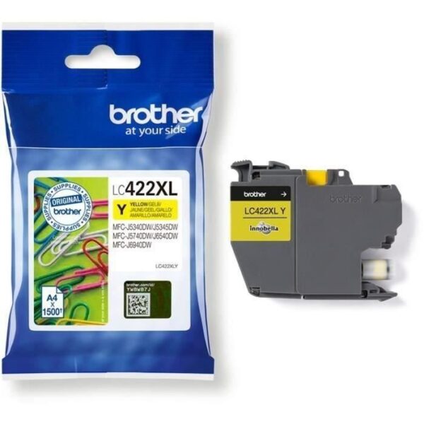 Cartouche LC422XLY - BROTHER - Jaune - 1500p - Pour Business Smart MFC-J5340DW