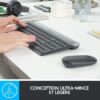 Ensemble Clavier Souris - Sans fil - Logitech - MK470 Slim - Silencieux - AZERTY - Noir – Image 3