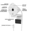 Webcam Logitech Brio 300 Full HD avec confidentialite, micro a reduction de bruit, USB-C - Blanc – Image 6