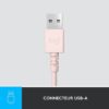 Casque - Filaire - Logitech - H390 - Stéréo, Microphone intégré, Antibruit - Rose – Image 5