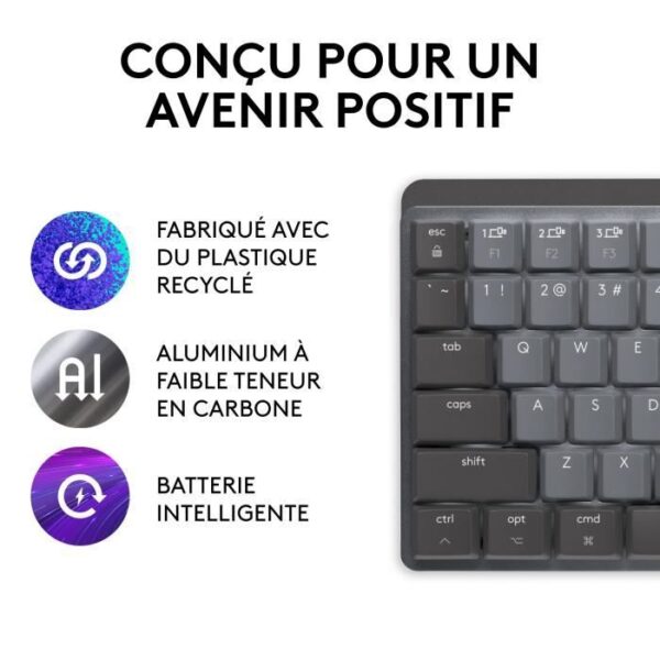 Clavier - Sans fil - Logitech - MX Mechanical Mini - Pour Mac - Gris sidéral