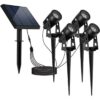 Quatre spots solaires 4 en 1 a piquer ou a fixer - LUMISKY - ROUNDY - H27 cm - LED blanc froid – Image 4