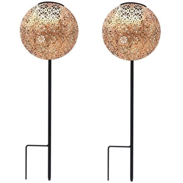 Lot de 2 balises solaires a planter - LUMISKY - AGADIR - H45 cm - Style oriental - LED blanc chaud