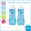 MAM Easy Active 2eme Âge Biberon +6m Bleu Plage Lot de 2 x 330ml – Image 2