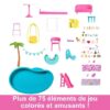 Barbie-Maison de Reve-Maison de poupée 3 niveaux, piscine et toboggan HMX10 – Image 4