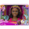 Barbie-Ultra Chevelure-Tete a Coiffer brune frisée meches arc-en-ciel HMD79 – Image 2