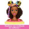 Barbie-Ultra Chevelure-Tete a Coiffer brune frisée meches arc-en-ciel HMD79 – Image 4