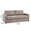 HEXAGONE Canapé droit convertible 3 places MAXIME - Made in France - Tissu Beige - Couchage express - L 194 x P 96 x H 83 cm – Image 4