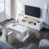 Table basse relevable - Mélaminé blanc  - L 105 x P 55 x H 45 cm NOVA – Image 2