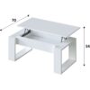 Table basse relevable - Mélaminé blanc  - L 105 x P 55 x H 45 cm NOVA – Image 4