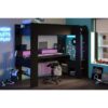 Lit mezzanine combiné enfant LED Gamer ONLINE - 90 x 200 cm - Noir mat - Sommier inclus - PARISOT – Image 3