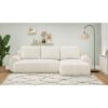Canapé d'angle droit convertible 3 places MILO - Tissu bouclette beige clair - Coffre de rangement - L 264 x H 84 x P 99/145 cm – Image 2