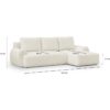 Canapé d'angle droit convertible 3 places MILO - Tissu bouclette beige clair - Coffre de rangement - L 264 x H 84 x P 99/145 cm – Image 3