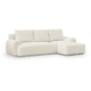 Canapé d'angle droit convertible 3 places MILO - Tissu bouclette beige clair - Coffre de rangement - L 264 x H 84 x P 99/145 cm – Image 4