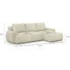 Canapé d'angle droit convertible 3 places MILO - Velours côtelés beige - Coffre de rangement - L 264 x H 84 x P 99/145 cm – Image 3