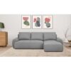 Canapé d'angle droit convertible MILO 4 places - Tissu gris - Coffre de rangement - L 264 x H 84 x P 99/145 cm – Image 2