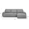 Canapé d'angle droit convertible MILO 4 places - Tissu gris - Coffre de rangement - L 264 x H 84 x P 99/145 cm – Image 4