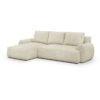 Canapé d'angle gauche convertible 3 places MILO - Velours côtelés beige - Coffre de rangement - L 264 x H 84 x P 99/145 cm – Image 4