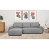 Canapé d'angle gauche convertible MILO 4 places - Tissu gris - Coffre de rangement - L 264 x H 84 x P 99/145 cm – Image 2