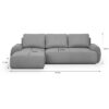 Canapé d'angle gauche convertible MILO 4 places - Tissu gris - Coffre de rangement - L 264 x H 84 x P 99/145 cm – Image 4