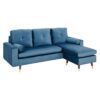 Canapé d'angle fixe réversible - 3 places - Tissu bleu - Pieds bois et doré - L 194 x P 139 x H 83 - NEW YORK – Image 3