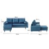 Canapé d'angle fixe réversible - 3 places - Tissu bleu - Pieds bois et doré - L 194 x P 139 x H 83 - NEW YORK – Image 4