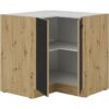 MODENA - Meuble bas d'angle - 2 portes - 89 x 89 cm - Chene artisan / Noir mat - Plan de travail non inclus – Image 2
