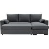 Canapé d'angle convertible - MORGAN - 3 places - Anthracite avec coffre et coussins déco - 236x143x85cm – Image 2