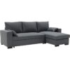 Canapé d'angle convertible - MORGAN - 3 places - Anthracite avec coffre et coussins déco - 236x143x85cm – Image 3