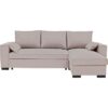Canapé d'angle convertible - MORGAN - 3 places - Beige avec coffre et coussins déco - 236x143x85cm