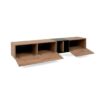 Meuble TV 3 abattants - Décor chene et noir - L 195 x P 37 x H 48 cm - NOLA – Image 3