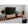Meuble TV 3 abattants - Décor chene et noir - L 195 x P 37 x H 48 cm - NOLA – Image 5