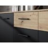 Buffet PILVI - Style contemporain - Particules mélaminé - Décor Chene et noir - 2 portes + 4 tiroirs - L 122,6 x P 34,2 x H 81,7 cm – Image 6