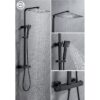 Colonne de douche OCEANIC - Mitigeur thermostatique - Pomme haute carrée 30x30 cm - Noir mat – Image 6