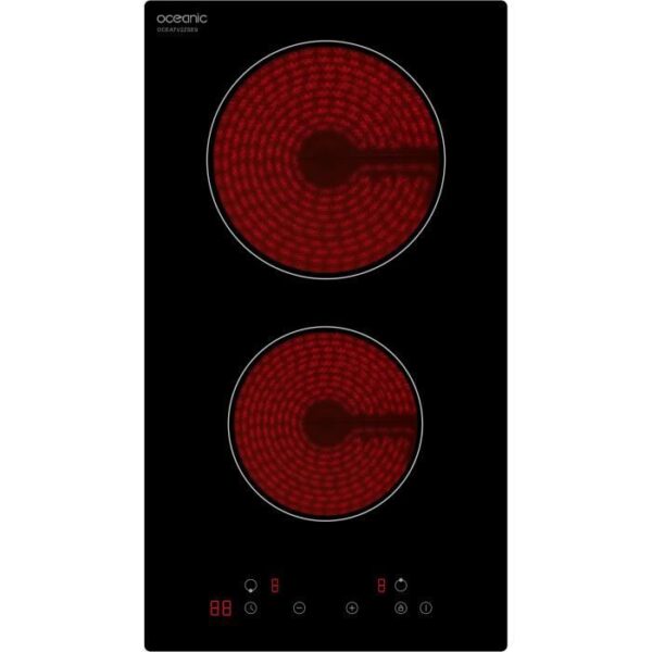 Plaque de cuisson vitrocéramique OCEANIC - 2 foyers - 2900W - commandes sensitives