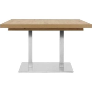 ORLANDO Table a manger a rallonge - Style contemporain - Décor chene artisan et alu - L 120-200 x P 80 x H 75 cm