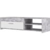Meuble TV PILVI - Blanc et béton clair - Contemporain - L 120 x P 42