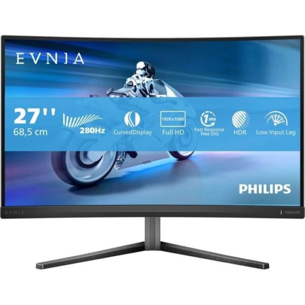 Écran PC - PHILIPS - Evnia 27M2C5200W - 27 FHD - Dalle incurvée Fast VA - 280Hz - 0